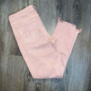 Antique pink lucky brand jeans distressed raw hem